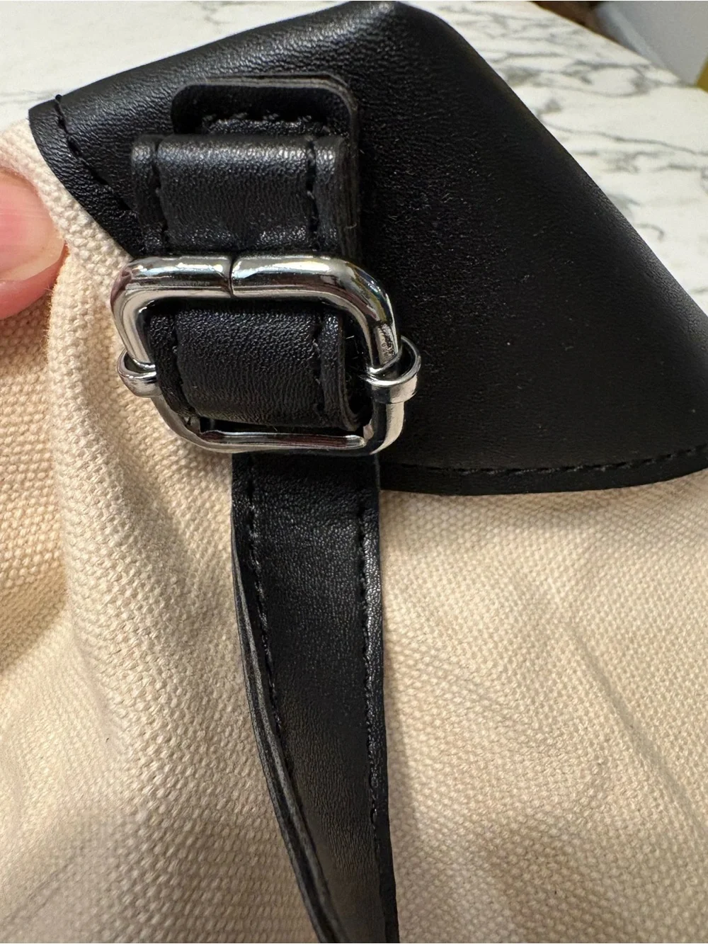 Deux Lux Beige Canvas Backpack with Black Faux Leather Accents